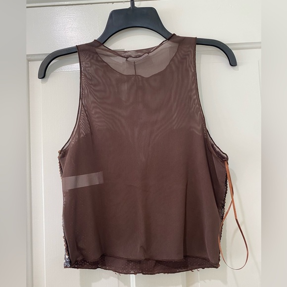 Zara Brown Sequin Tulle crop top NWT - Picture 10 of 13
